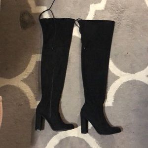 OTK Black Suede High Heeled Boots